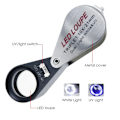 Miniatyrbillede 5 af 5: 21mm Juveler Loupe Triplet Linse 10x Forstørrelsesglas med LED og UV Lys, til Ædelstensentusiaster