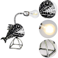 Miniatyrbilde 3 av 5: Kreativ Fiske Lampe, Fiskefisk Lampe Kunstlampe, Retro Jern Jern Hai Lampe, Usb Led Nattelys Fiske Lampe, L Lampe
