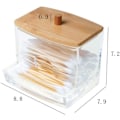 Miniatyrbillede 3 af 5: Bomuldspindholder Glasbeholdere Bomuldspinde Opbevaringsboks Bomuldsbold Støvboks Transparent Opbevaringstank Bomuldspinde Til Badeværelse, Kvadratisk