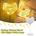 Miniatyrbilde 2 av 5: LED Dekorativ Lampe Liten Bordlampe Modelllampe DIY Rattan Hjerte Nattlys