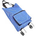 Miniatyrbillede 3 af 3: Sammenklappelig Trolleytaske Foldbar Indkøbstaske Med Hjul Foldbar Indkøbsvogn Blå 48X28X18CM Blue 48X28X18CM