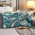 Miniatyrbilde 3 av 5: Putetrekksett med 4, Sommerdekorative Sofa Bomullslinputetrekk Kvadratiske Putetrekk for Stue, Seng, (45*45cm)