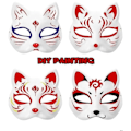 Miniatyrbild 3 av 5: 10 st Kattmask för målning, Djurmask DIY Vit Halvmask för Maskerad Barn Rollspel Mask Kostymfest Present
