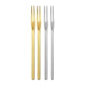 Miniatyrbilde 1 av 2: 4 stk Unike Fruktgafler Rustfritt Stål Dessertgafler Kreative Kakegafler Festutstyr For Hjem Bankett Bar Bryllup (gull + Sølv) 4 stk 4pcs
