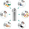 Miniatyrbillede 3 af 5: Nøglering Pilleholder, Vandtæt Medicin Pilleæske i Rustfrit Stål Medicin Nøglering Pillebærer Camping Flaskeholder Container Nøglering (1 stk,