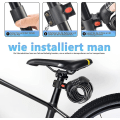 Miniatyrbillede 4 af 4: Cykel Lås, Kombinationslås 180cm/12mm, Kabellås Med 5-cifret Kode, Cykel Lås Med Høj Sikkerhedsbøjle, Lås Til Cykler, Motorcykler, Port