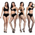 Miniatyrbild 3 av 5: RYI 4-pack Plus Size Nätstrumpor, Svarta Nätstrumpbyxor Lårhöga -4-