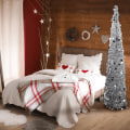Miniatyrbillede 5 af 5: 5ft Pop Up Juletræ i Tinsel med Stativ, Smuk Sammenklappelig Kunstigt Juletræ til Julepynt