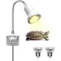Miniatyrbillede 1 af 5: Reptilvarmelampe med klemme, med 2 UVA+UVB fuldspektrum E27 pærer, 25W base, 360 graders drejelig klemme akvarielampe til amfibier, skildpadder, firben, C