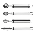 Miniatyrbilde 2 av 2: 4 stk. Fruktballer i rustfritt stål Melon Cantaloupe Skjærekniver (sølv)Sølv17.7x3.1x1.5cm Silver 17.7x3.1x1.5cm