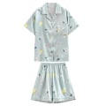 Miniatyrbild 2 av 4: 1 Set Sommarnattlinne Kortärmad Shorts Polyester Pyjamas Enkel Sömnkläder Mode Nattkläder Blue XXL