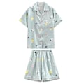 Pikkukuva 2 / 4: 1 Set Kesäyöpaita Lyhythihainen Shortsit Polyesteri Pyjama Yksinkertainen Univaatteet Muodikkaat Yöpuvut Blue XXL