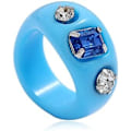 Miniatyrbillede 5 af 5: 9 stk Harpiks Retro Akryl Farverige Chunky Ringe Søde Trendy Farverige Rhinestone Plastik Harpiks Kvadratiske Gem Stablebare Chunky Ringe