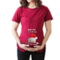 Miniatyrbillede 5 af 5: Gravid T-shirt med Rund Hals og Julemandstryk - Åndbar - Sort Langærmet til Julefester Black Long Sleeves s