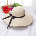 Miniatyrbild 3 av 4: Strandhatt, Enkel Vikbar Bredbrättad Halmhatt för Flickor, Damstrandhatt, UV-Skyddande Sommarhatt, Damresahatt