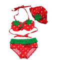 Miniatyrbilde 1 av 2: Badedrakt for jenter, barnebadedrakt, jentebadedrakt, svømmehattsett for barn, baby jordbærbikini Red XS