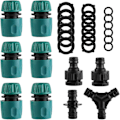 Miniatyrbilde 1 av 4: Plast Hurtigkoblinger For Hage Slange, 10 Pakk (6 Slange Hurtigkobling, 1 Dobbel Kobling, 2 Gjengede Kranadapter, 1x Y-Splitter), 6 Slangepakninger