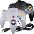 Miniatyrbillede 1 af 5: 2 Pak USB Trådløs N64 Controller, suily Klassisk N64 PC Gamepad Joystick Controller til PC MAC Pi 3 (Sort/Grå)