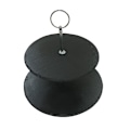 Miniatyrbillede 2 af 4: To-trins Skifer Kage Stativ Cupcake Dessert Frugt Holder Servering Plade Dispaly Stativ (sort)Sort Black