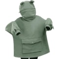 Miniatyrbillede 2 af 3: Dame Novelty Frø Hoodie Oversized Tyk Casual Løstsiddende Lynlås Lille Mørkegrøn Dark Green Small