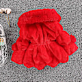 Miniatyrbild 4 av 5: Barn Imitation Päls Stor Pälskrage Pälsboll Tjock Vadderad Flickjacka Vinterkläder 140cmröd red 140cm