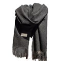 Miniatyrbillede 2 af 5: Sommer Sjal Oversized Lang Let Hør Strand Gaze Shawl Sort Black