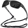 Pikkukuva 1 / 5: Polarisoidut Urheilulasit Miehille Ajamiseen, Pyöräilyyn, Kalastukseen - Aurinkolasit 100% UV-Suoja Goggles Mustat Linssit Black Lens