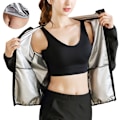 Miniatyrbillede 2 af 3: Sauna Suit Svedjakke Langærmet Sveddragt Slankende Træning Talje Træner Fitness Kropsformer Zipper Kvinde stil sort L Female style black L
