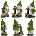 Miniatyrbillede 3 af 4: Flockede Havegnom Dekorationer, 29 cm Stor Sjov Udendørs Havefigur med Solcellelys, Vandafvisende Harpiksgnomfigurer til Havedekorationer
