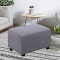 Miniatyrbillede 4 af 5: Afslappet Stretch Ottoman Betræk Foldbar Opbevaringskrak Møbelbeskytter Blød Rektangulær Betræk Med Elastisk Bund Lysegrå S Light Grey S