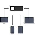 Miniatyrbillede 4 af 5: Webcam Dæksel, Pc, Laptop, Smartphone, Tablet, Voyeur Forebyggelse Funktion, Gaze Forebyggelse, 3 Plastdele (sort)
