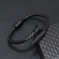 Miniatyrbillede 3 af 5: Mænds Vegan Læder og Rustfrit Stål Nellike Armbånd, Nellike Armbånd Model, Vegan Læder Armbånd