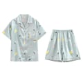 Miniatyrbild 3 av 4: 1 Set Sommarnattlinne Kortärmad Shorts Polyester Pyjamas Enkel Sömnkläder Mode Nattkläder Blue XXL