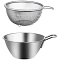 Miniatyrbillede 2 af 4: 1 Sæt Rustfrit Stål Si-Drænbasket Med Bassin Risvaskeskål Metal Si-Sigte SifterSølv15X6.5X8.6CM Silver 15X6.5X8.6CM