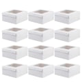 Miniatyrbilde 2 av 3: 12 stk Praktiske Kakeinnpakningsbokser Papir Cupcake Emballasjeboks (Kraftpapir, 12 Ruter) Hvit 16X16X7.5CM White 16X16X7.5CM