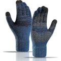 Miniatyrbillede 1 af 5: Vinterstrikket Handsker, Touchscreen Varme Handsker, Varme Fuld Dækning Fleece Handsker Søblå Lake Blue