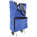Miniatyrbillede 2 af 3: Sammenklappelig Trolleytaske Foldbar Indkøbstaske Med Hjul Foldbar Indkøbsvogn Blå 48X28X18CM Blue 48X28X18CM