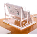 Miniatyrbillede 5 af 5: Visitkort Holder Til Skrivebord - Klar Akryl Visitkort Stativ - Flere Visitkort Display Holder Passer Til 2\" X 2\" Lomme 2 Pocket