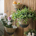 Miniatyrbilde 3 av 4: Rattan Blomsterpotte Håndholdt Hengende Blomsterpotte Blomsterkurv, Liten