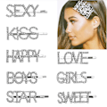 Pikkukuva 1 / 5: Kimaltava Sana Hiuspinni, Kirjainhiuspinnit Kristalli Bobby Pins BlingB B