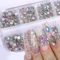 Miniatyrbillede 3 af 5: Neglekunst Rhinestones, Runde Flade Rhinestones til Negle, Håndværk, Skygge Multi Form 3D Glas Krystal Negle Sten Diamanter