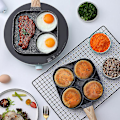 Miniatyrbilde 3 av 4: 4-Egg Pan, Nonstick Aluminium Multifunksjons Stekepanne Med Håndtak For Frokostpannekaker, Posjert Egg (Holder Komfyr)