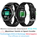 Miniatyrbild 1 av 6: Smart Watch Call XtraDiTech EKG Pulsmätare Termometer Runt Legeringsfodral Brunt konstläderrem Svart Silikon Svart
