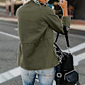 Miniatyrbilde 2 av 3: Dame Jakke med Trykknapper Militærjakke Streetwear Høstjakke Langermet Utility-jakke 4XL Army Green