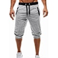 Miniatyrbillede 1 af 3: Herre 3/4 Trænings Joggers Gym Løbe Sweat Shorts Capri Sommer Komfortabel Pasform Letvægts Under Knæ Sweatpants Gray X-Large