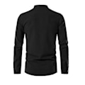 Pikkukuva 3 / 4: Miesten Henry-paita, pitkähihainen, puuvilla-pellava, rento, pystykaulus Black XL