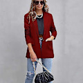 Miniatyrbillede 4 af 4: Dame Business Jakker Åben Front Blazer Casual Langærmet Arbejdstøj Claret M