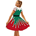 Miniatyrbild 5 av 5: Ful Jultröjeklänning för Kvinnor Rött Grönt Tryck Julklänningar för Jul 2XL
