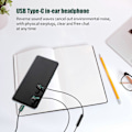 Miniatyrbilde 3 av 4: USB C Hodetelefon Ergonomisk Kablet Kontroll In-ear Støyreduserende Headset