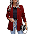Miniatyrbillede 1 af 4: Dame Business Jakker Åben Front Blazer Casual Langærmet Arbejdstøj Claret M